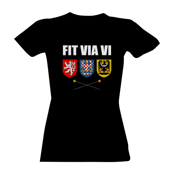 Tričko s potiskem FIT VIA VI - státní znaky a žluté špendlíky
