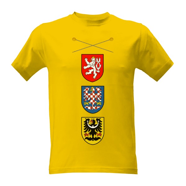 Tričko s potiskem FIT VIA VI - státní znaky a žlutý špendlík